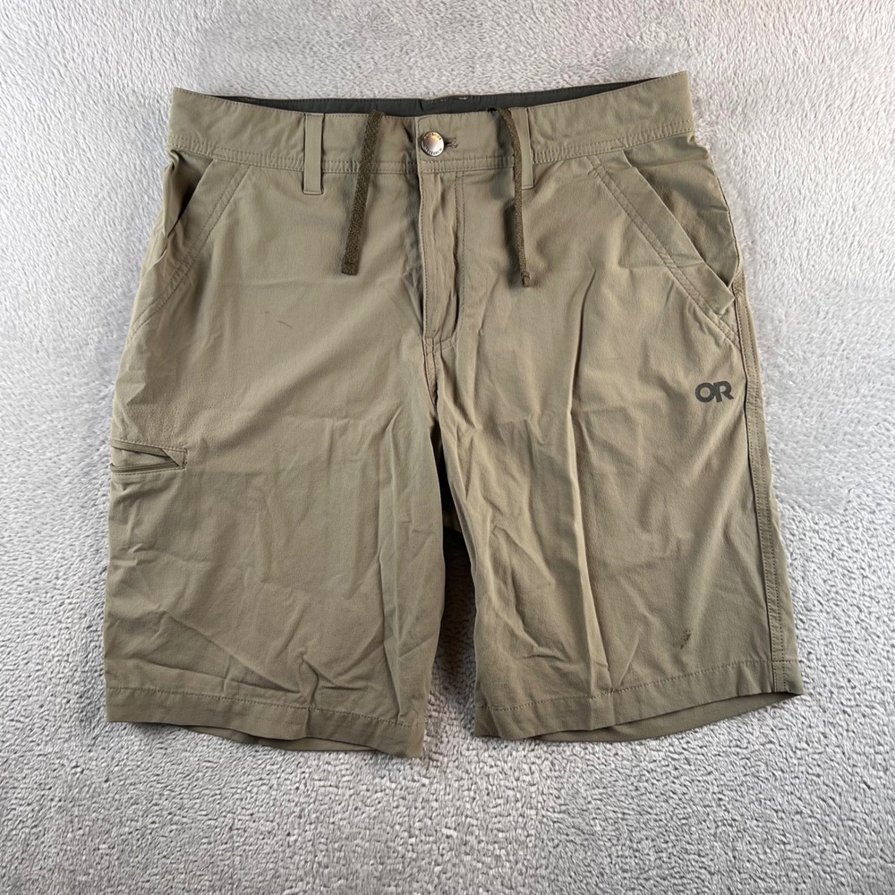Outdoor Research Mens Khaki Hiking Shorts Size 32 Tan Tech Cargo Drawstring READ